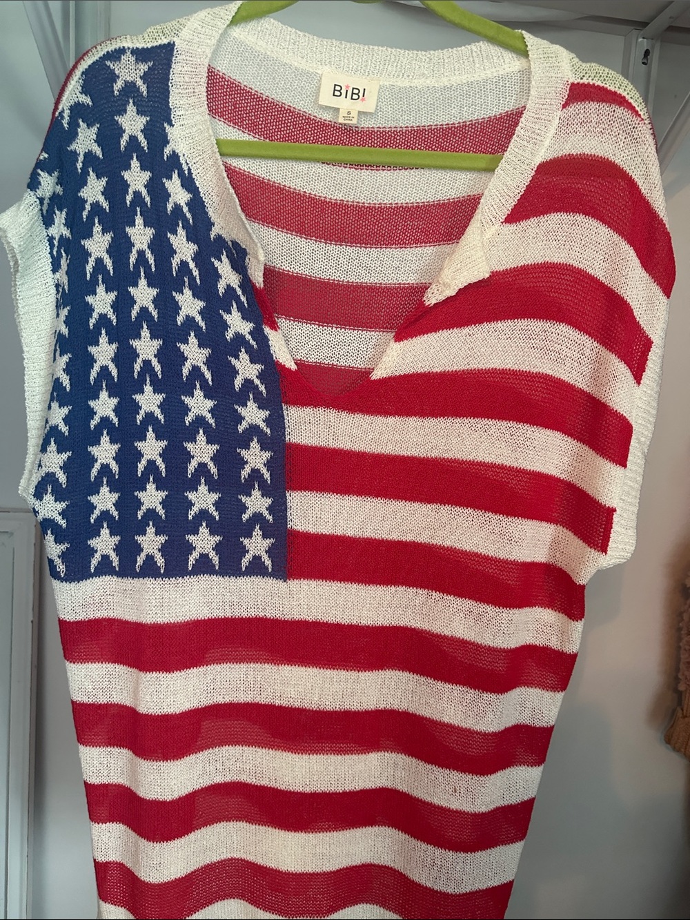BiBi Red, White & Blue Stars & Stripes Knit Top
